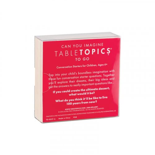 TableTopics Conversation Cards for Kids - 40 Engaging Questions, Small Size, Cardstock, Can You Imagine, Model TG-0237-A