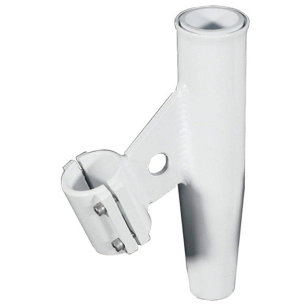 Lees Clamp-On Rod Holder - White Aluminum - Vertical Mount - Fits 1.660 O.D. Pipe