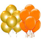Hardatar Party Products 10 Inch Metallic Hd Shiny Toy Balloons  Orange, Gold for Decoration and Party (20 Pcs)
