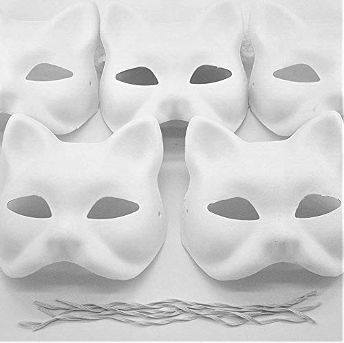 Yabber Cat Masks | 10 Pack | Mask Painting for Kids | Arts & Crafts for Children - Boys or Girls - Halloween | Party Favor | Fal