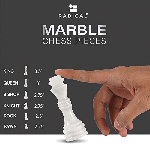 Radicaln Marble Chess Set Storage Box 15 Inches Black And White Handmade Chess Sets For Adults - Chess Board & 32 Chess Pieces - Board Chess Game