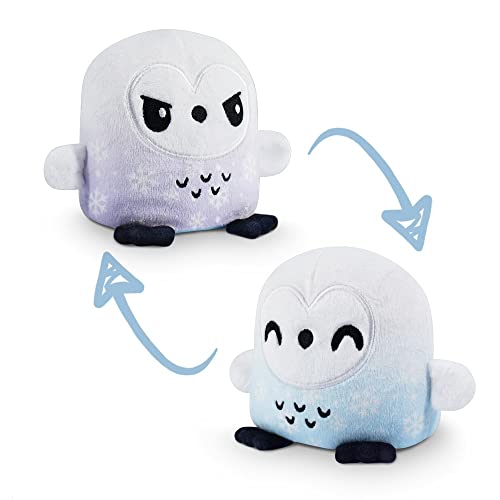 TeeTurtle - Plushmates - Magnetic Reversible Plushies that hold hands when happy - Snowy Owl - Huggable and Soft Sensory Fidget