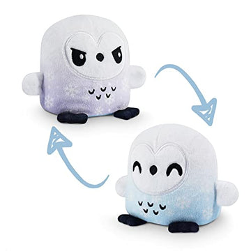 TeeTurtle - Plushmates - Magnetic Reversible Plushies that hold hands when happy - Snowy Owl - Huggable and Soft Sensory Fidget