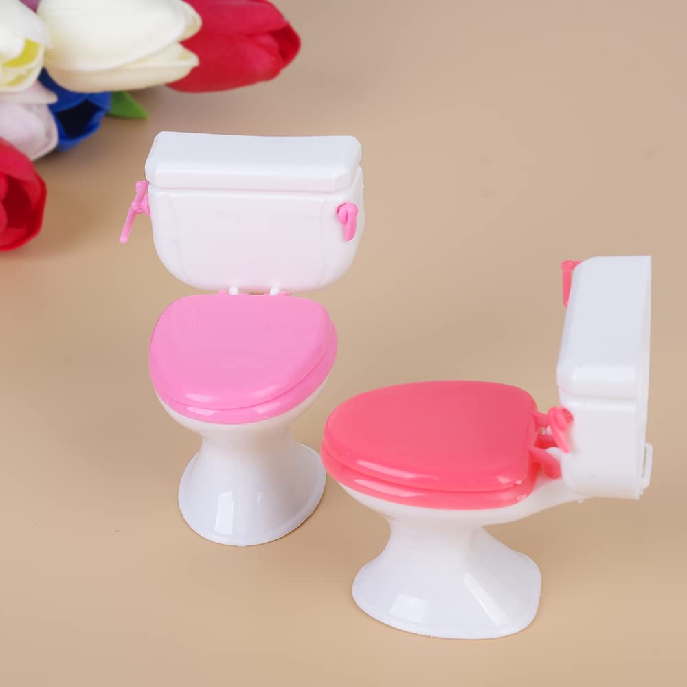 3Pcs Miniature Toilet Cake Toppers Decor, Mini Toilet Toy Funny Toilet Gift, Doll Accessories Dollhouse Toilet For Girl Party Fa