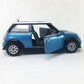 KiNSMART Mini Cooper S Die Cast Metal Model Toy Car, 5" Scale, British Flag Blue, Pullback Action