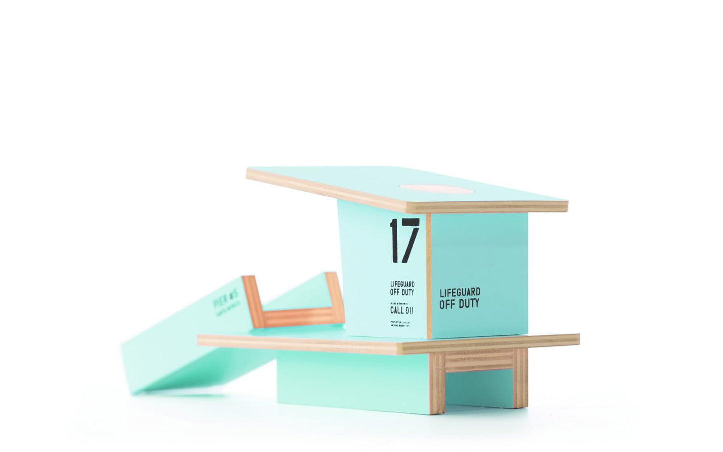 CANDYCAR Wooden Diecast Collection - Teal Santa Monica  enhanced Handcrafted Beech Wood Beach Tower