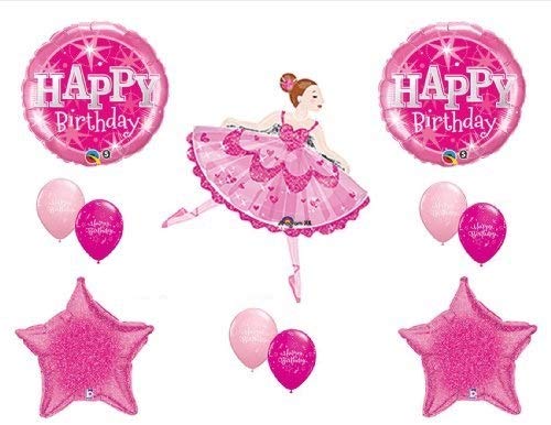 Pink Ballerina Happy Birthday Party Balloons Decorations Supplies