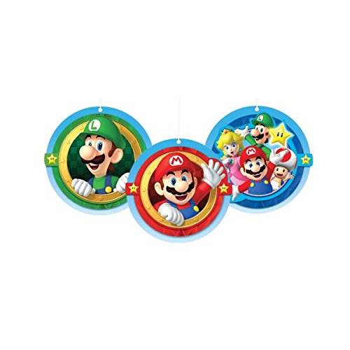 Amscan 291554 Super Mario Brothers Honeycomb Decorations, 3 pcs, Party Favor