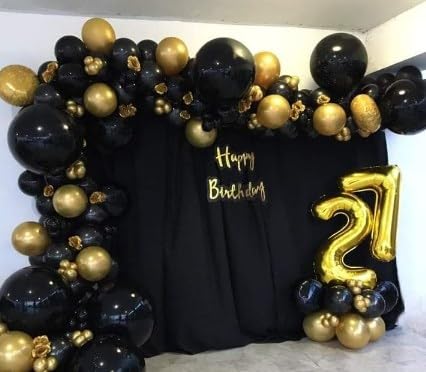 Gold Number 7 Birthday Balloon 40 Inch, Digital Balloons For 7 17 27 70 73 77 Party Celebration Decorations Supplies, Mylar Foil