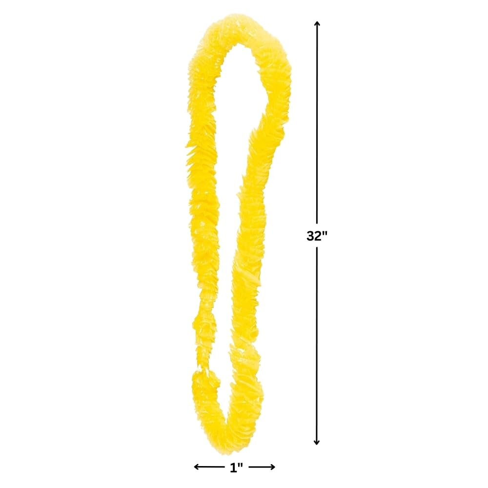 Fun Express Yellow Plastic Leis (Bulk Set of 50) School Spirit, Luau and Tropical Party Supplies