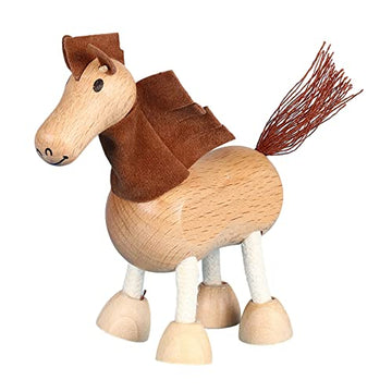 Bendable Wooden Animal Figurines, Smooth Natural Wood Zoo Farm Jungle Safari Animals Figures, Preschool Learning & Education Toy