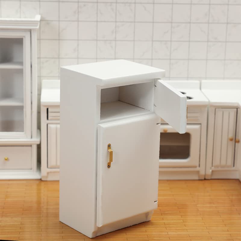 Wooden Dollhouse Furniture Refrigerator Miniature Playhouse Decoration Living Dining Room- 1/12 Scale