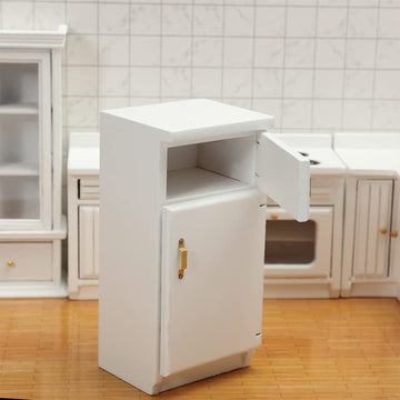 Wooden Dollhouse Furniture Refrigerator Miniature Playhouse Decoration Living Dining Room- 1/12 Scale