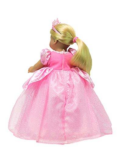 American Fashion World 18-Inch Doll Pink Sparkle Princess Set - Crown Included, Premium Quality Polyester Outfit