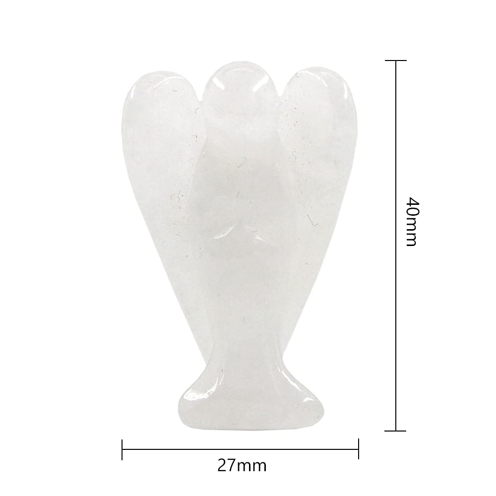 Ouubuuy Clear Quartz Crystal Angel Figurines Statues 4 pcs Natural Gemstone Carved Pocket Guardian Angel 1.5 inch for Healing Re