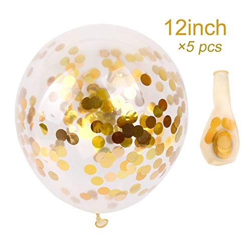 Tellpet White Happy Birthday Banner With 5 Pcs Gold Confetti Balloons