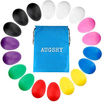 Augshy 18Pcs Plastic Egg Shakers Percussion Musical Egg Maracas Easter Eggs With 8 Colors