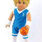 American Fashion World Boys Blue Basketball Uniform for 18-Inch Dolls | Accessories Included | enhanced Quality & Trendy Design | Dolls Clothes | Outfit Fashions for Dolls for Popular Brands