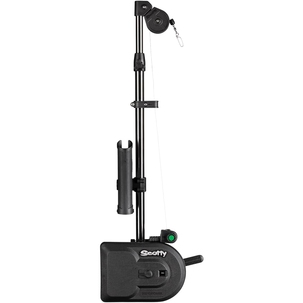 Scotty #1106B Depthpower Electric Downrigger w/ 60-Inch Telescopic Boom & Swivel Base, Rod Holder, Braided Line BLACK
