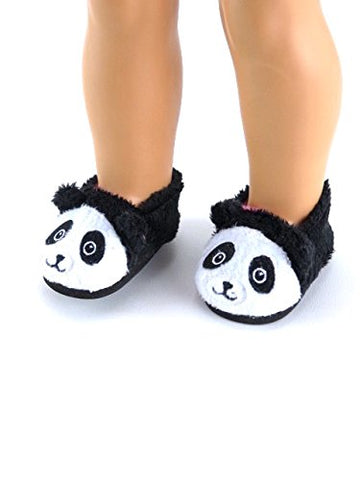 American Fashion World Panda Slippers for 18-Inch Dolls | enhanced Quality & Trendy Design | Dolls Shoes | Shoe Fashion for Dolls for Popular Brands