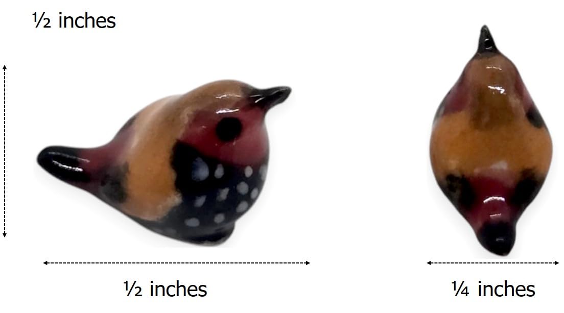 Witnystore Tiny ? Inch Red Avadavat Strawberry Finch Bird Figurine - Miniature Hand Made Painted Ceramic Birds Aves Colorful Por