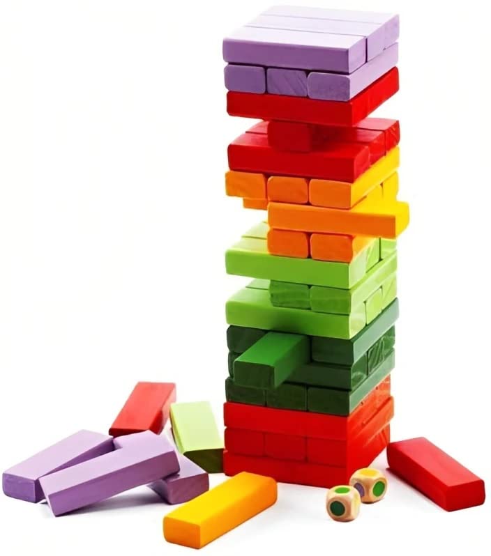 Crazy Buy Colouring Wooden Blocks Dices Building Stacking And Balancing Toy I Wooden Tumbling Tower Puzzle Game For Kids And Adu
