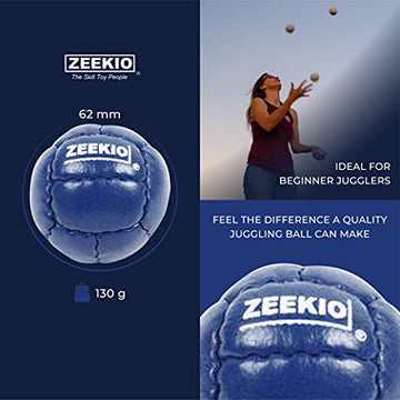 Zeekio Galaxy Juggling Balls - Premium 12 Panel Genuine Leather Balls - 130G - 67Mm - Pack Of 3 Dark Blue