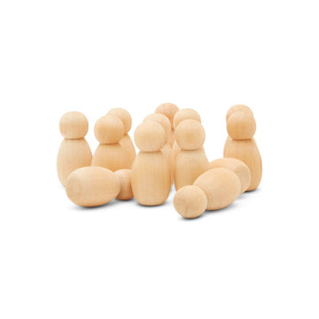 Tiny Peg Doll 1-3/8 Inch Pack Of 25 Peg People For Crafting And Nativity Set, Loose Parts Play Unfinished Wooden Peg Baby, By Wo