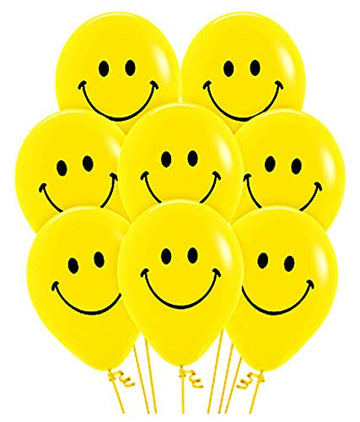 3A FEATURETAIL Smiley Printed Same Face Expression Emoji Balloons For Smiley Theme Birthday Decoration, Kids Party, Yellow Colo
