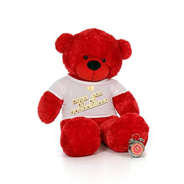 Click4Deal Big Teddy Bear 3 Feet Long Wearing A Be My Valentine T-Shirt ( Bear 91 Cm ) (Red)