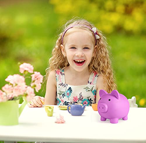 Pjdrllc Piggy Bank, Unbreakable Plastic Money Bank, Coin Bank For Girls And Boys, Medium Size Piggy Banks, Practical Gifts For Birthday, Easter, Christmas (Light Purple)