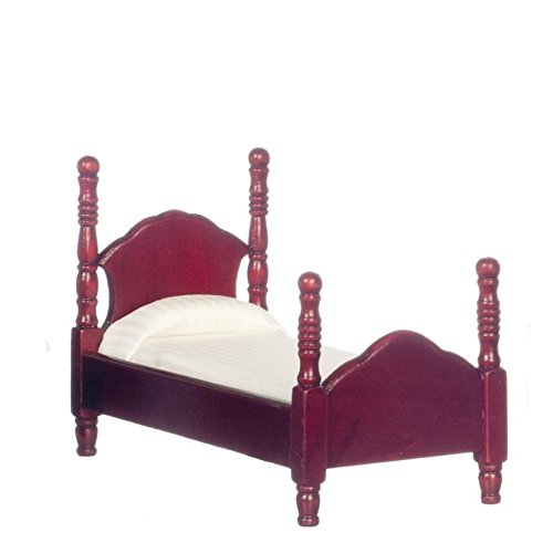 Dollhouse Miniature Twin Bedroom Set in Mahogany