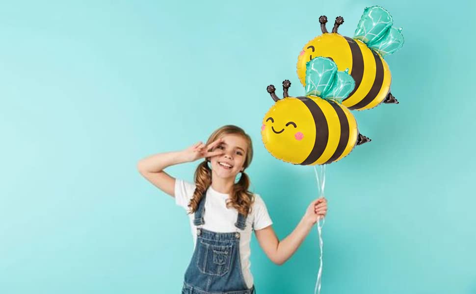 Gallasy Lovely Bee Balloon, Large Helium Mylar Honeybee Balloon, Foil Bumblebee Balloon 32X25 Inch