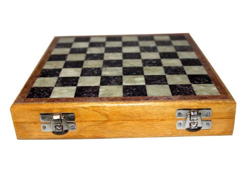 Stonkraft - 8' X 8' Chess Board With Wooden Base With Stone Inlaid & Stone Pieces Game Set