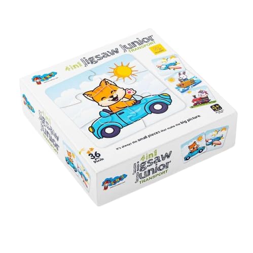Puzzle Squad 4 In 1 Jigsaw Puzzle Transport Theme For Kids 4+ Years | 36 Pcs | Toys For Kids For Early Learning, Entertainment &