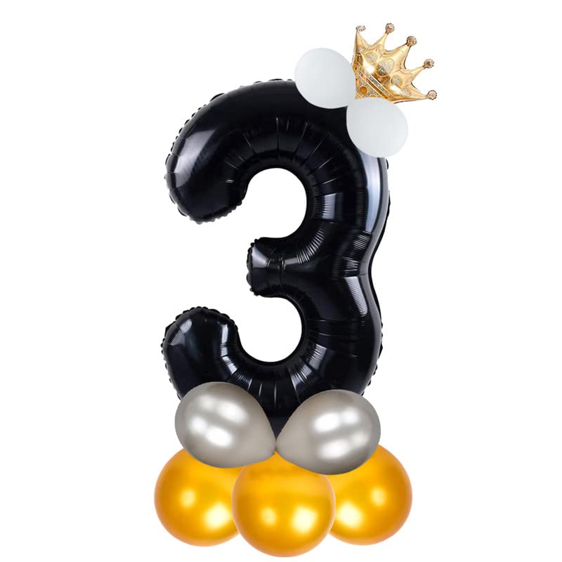 Shopperskart Black 32 Inches Numbers 3 Shape Large Big Foil Helium Balloons For Party Decorations In Happy Birthday Anniversary 
