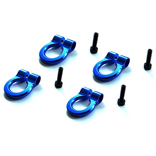 Hot Racing ACC80806 1/10 Scale Aluminum Blue Tow Shackle D-Rings (4)