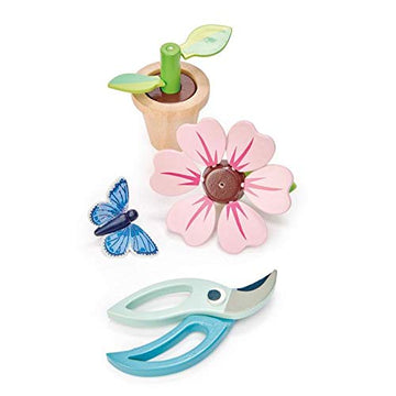 Tender Leaf Toys - Blossom Flowerpot Set - Indoor Garden Pretend Play Wooden Toy With Removable Leaves And Petals - Educational, Creative And Basic Life Learning Skills Fun For Children 3+