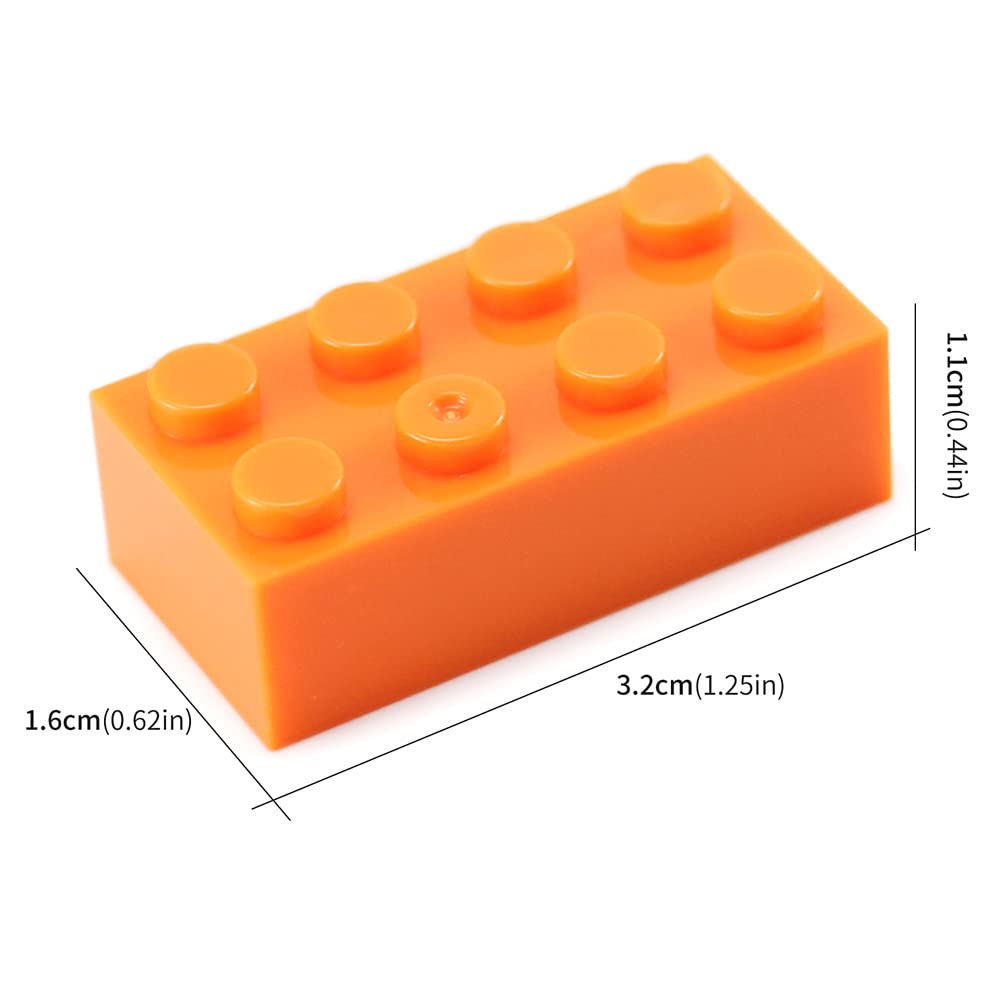 Feleph Classic 2X4 Bricks Orange 320 Pieces Parts Building Kits Creative Play Set Basic Blocks Toy Accessories Compatible With 3001 Major Brands (Orange)