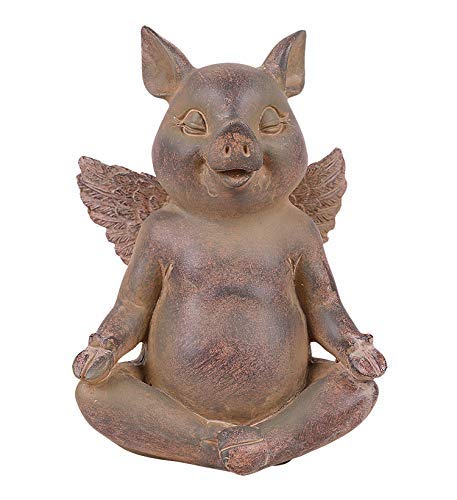 Summit Collection Rustic Decor Whimsical Flying Pigs Yoga Pose Kitchen Dining Room Farmhouse Decor (Lotus Pose)
