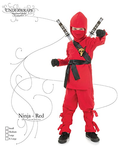 Ninja Red Costume Inspired For The Speically Trained Little Warrior Features Long Sleeve Shirt, Pants, Satin Sash And Belt With Mask And Hood