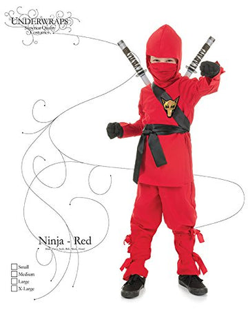 Underwraps Costumes Big Boy'S Children'S Red Ninja Costume, Large 10-12 Childrens Costume, Red, Large