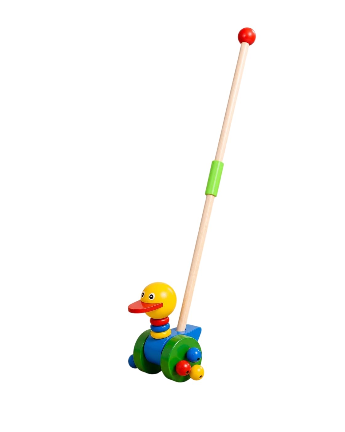Wooden Animal Push Along Toy for Toddlers | Colorful Walking with Rolling Beads | Sturdy and Fun Baby Pushing Walker Toy for Ear