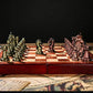Agirlgle Retro Metal Chess Set - Folding Wooden Board, Classic Handmade Pieces, Bronze Finish - Ideal for Kids & Adults