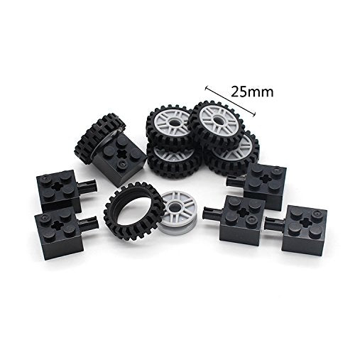 Wheels And Axles,Traffic Light ,Tires Bulk Lot - Building Bricks Block Education Wheels Set Toy Compatile With Major Brands, 52 Pcs, Over 6 Years Old