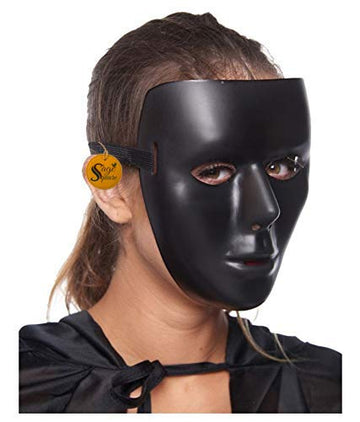 Sage Square Stoneman Vendetta Comic Face Mask  Fawkes Anonymous VIP Edition, Perfect Fit for Cosplay V for Vendetta (Black) (Pa