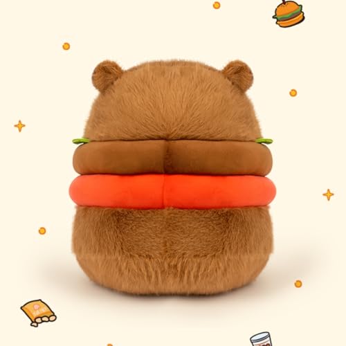 Popotato Realistic Capybara Burger Plush - 7.87 Capybara Stuffed Animal Plushie - Plushy And Squishy- Cute Toy Gift For Boys A