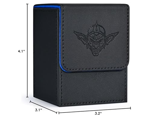 ZLCA Card Deck Box for Trading Cards with 2 Dividers, Card Storage Box Fits 100+ Single Sleeved Cards, PU Leather Strong Magnet