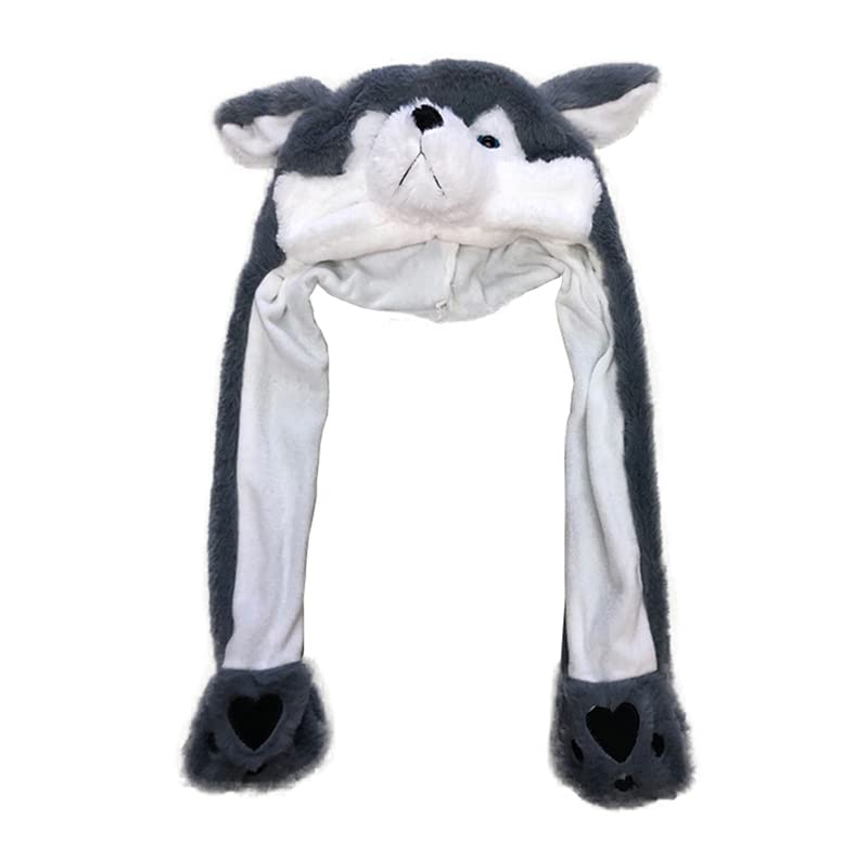 Joyhy Kids Adults Plush Hat Ear Moving Ear Flap Hat With Paw Tiger