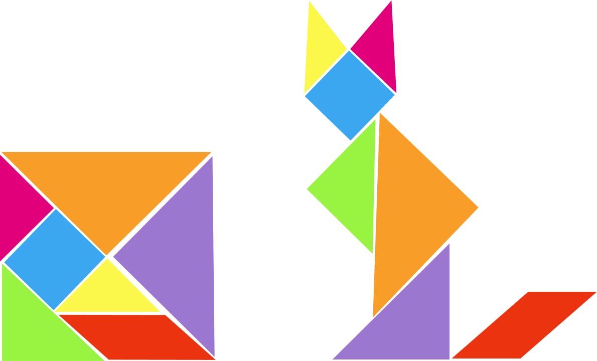 Mathworld Tangram Puzzle Game for Kids Set of 28 Pieces,Colorful Plastic